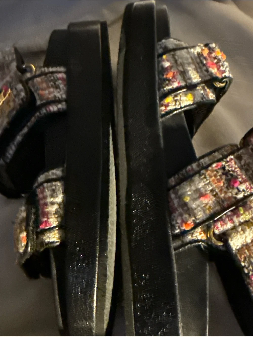 Tory Burch Kira Sport Multicolor Tweed Strap Sandals 6.5 Medium